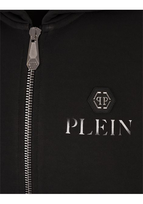 Felpa Zip-Up Nera Con Logo e Cappuccio PHILIPP PLEIN | PAECMJB3685PTE003N02